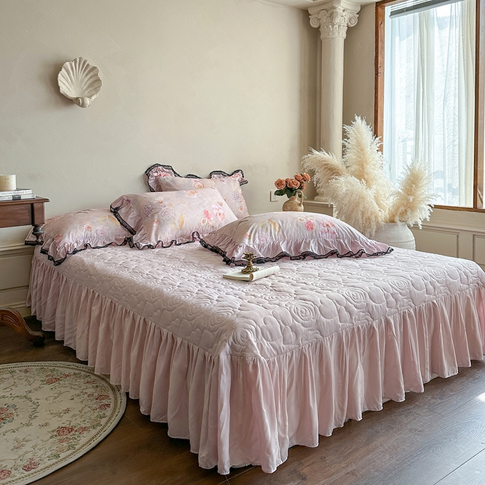 91家纺网 家纺一手货源 找家纺 （总）网红馆（ck家纺） 2026春夏新款复古印花巴黎纱床盖夏凉被空调被夏被四件套