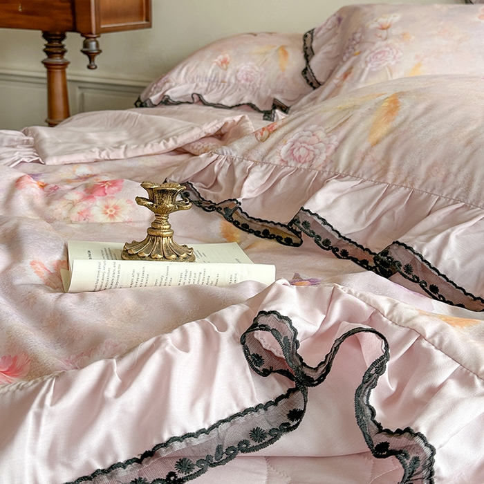 91家纺网 家纺一手货源 找家纺 （总）网红馆（ck家纺） 2026春夏新款复古印花巴黎纱床盖夏凉被空调被夏被四件套