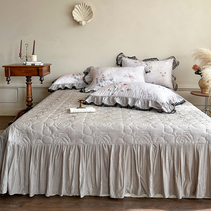 91家纺网 家纺一手货源 找家纺 网红馆（ck家纺） 2026春夏新款复古印花巴黎纱床盖夏凉被空调被夏被四件套 暗香