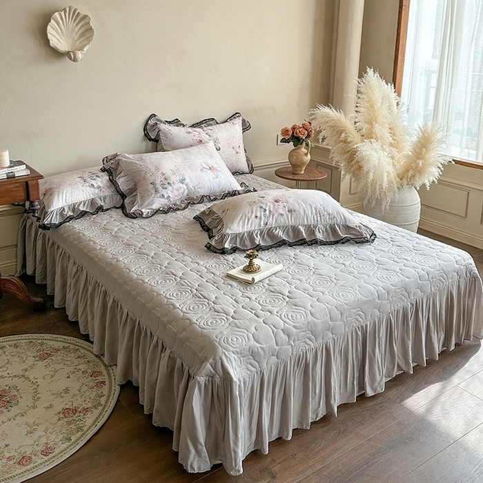 91家纺网 家纺一手货源 找家纺 网红馆（ck家纺） 2026春夏新款复古印花巴黎纱床盖夏凉被空调被夏被四件套 暗香