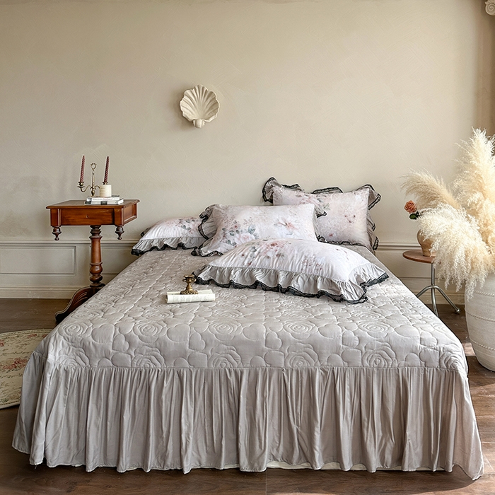 91家纺网 家纺一手货源 找家纺 网红馆（ck家纺） 2026春夏新款复古印花巴黎纱床盖夏凉被空调被夏被四件套 暗香