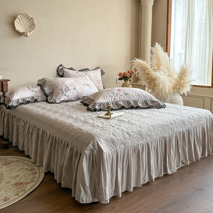 91家纺网 家纺一手货源 找家纺 网红馆（ck家纺） 2026春夏新款复古印花巴黎纱床盖夏凉被空调被夏被四件套 暗香