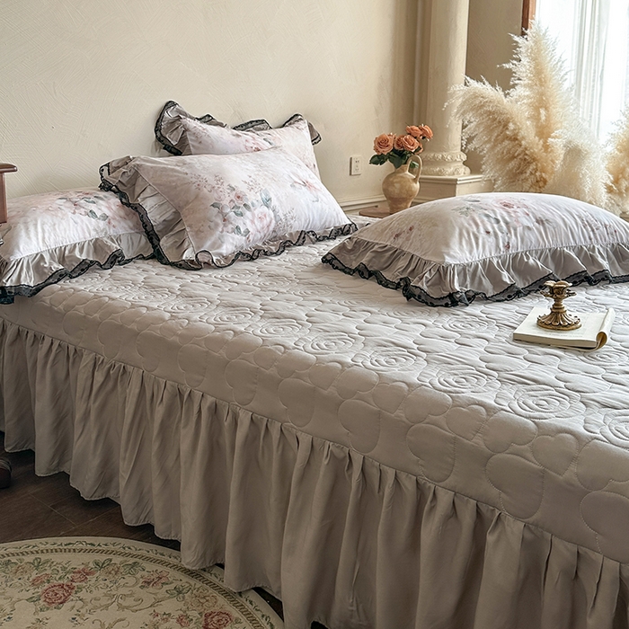 91家纺网 家纺一手货源 找家纺 网红馆（ck家纺） 2026春夏新款复古印花巴黎纱床盖夏凉被空调被夏被四件套 暗香