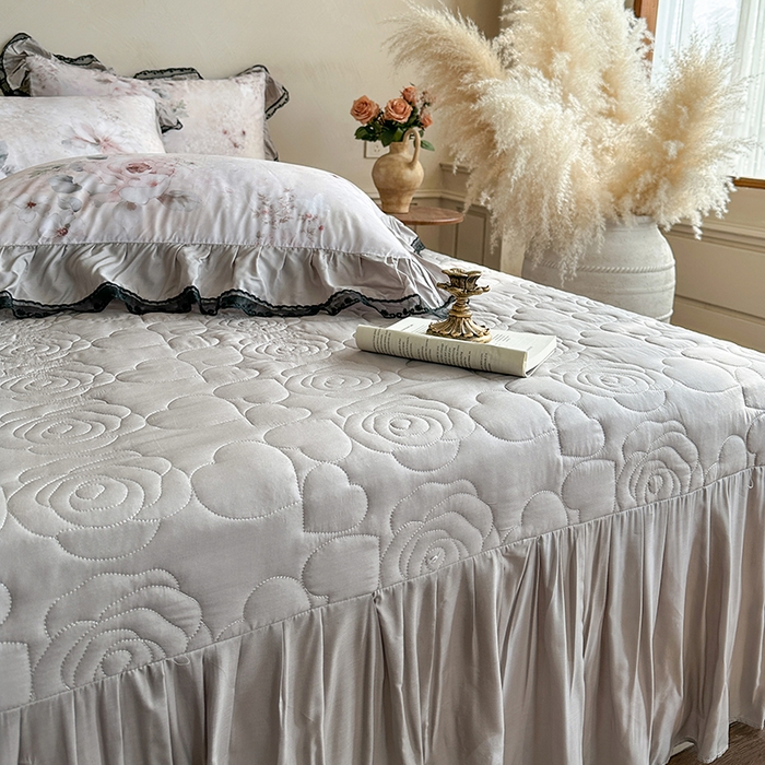 91家纺网 家纺一手货源 找家纺 网红馆（ck家纺） 2026春夏新款复古印花巴黎纱床盖夏凉被空调被夏被四件套 暗香