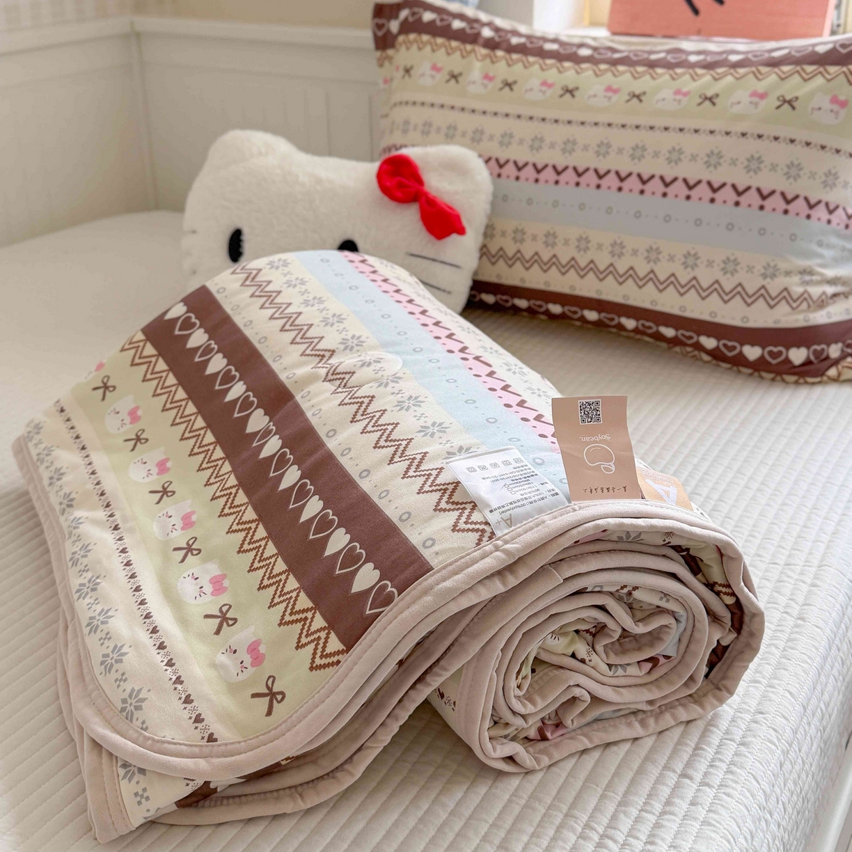 91家纺网 家纺一手货源 找家纺 觅糖家纺 2026新款针织云柔大豆夏被夏凉被空调被 费尔岛小猫