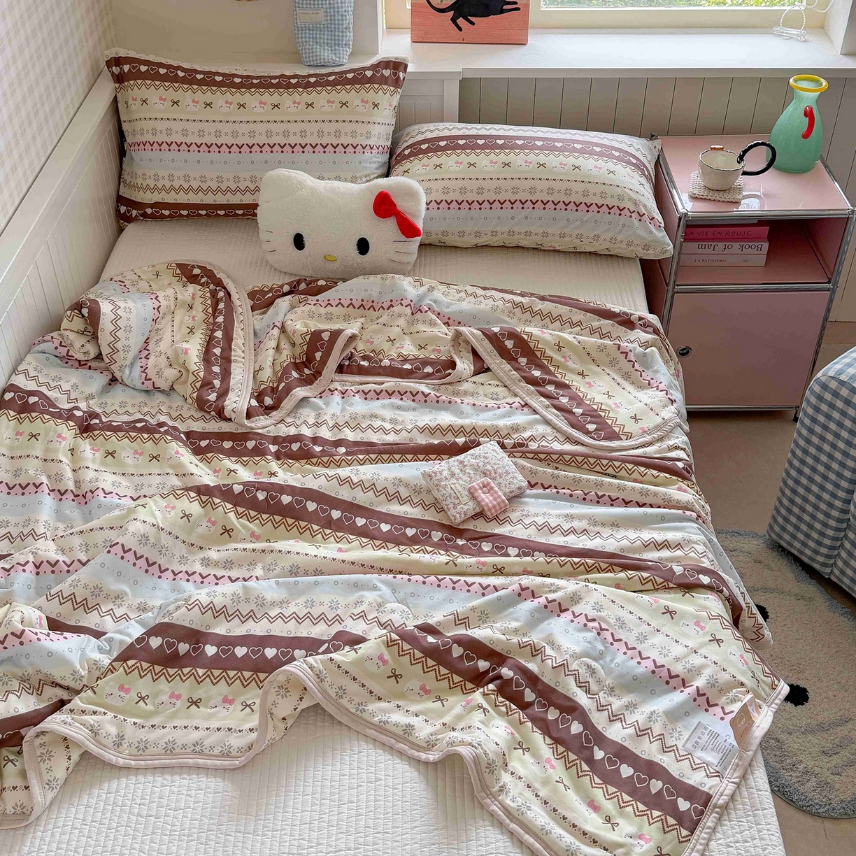 91家纺网 家纺一手货源 找家纺 觅糖家纺 2026新款针织云柔大豆夏被夏凉被空调被 费尔岛小猫