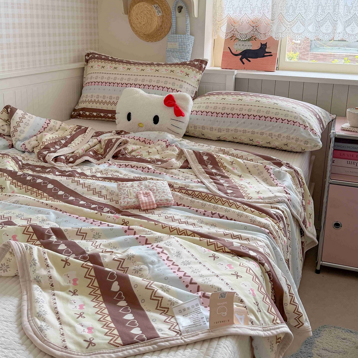 91家纺网 家纺一手货源 找家纺 觅糖家纺 2026新款针织云柔大豆夏被夏凉被空调被 费尔岛小猫