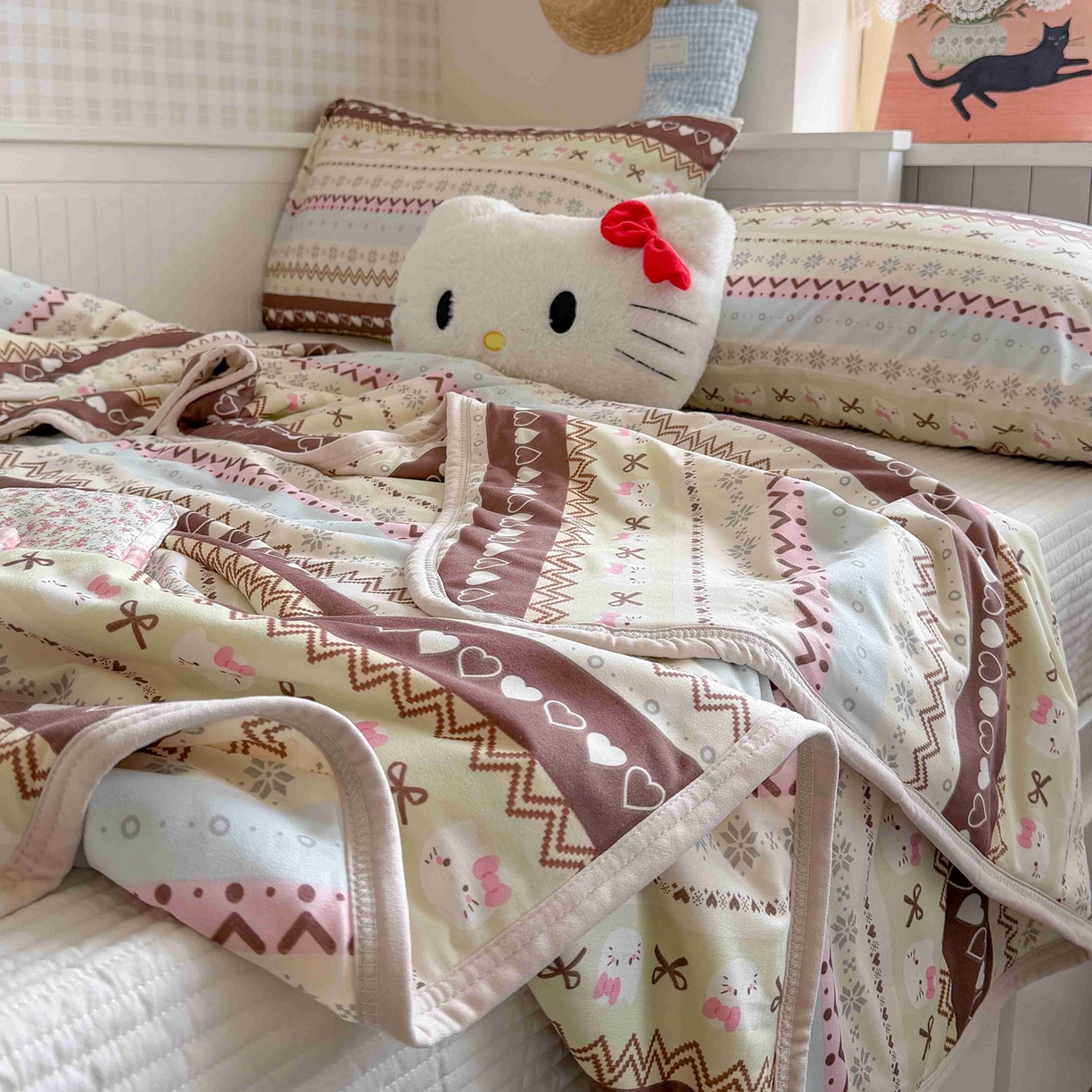 91家纺网 家纺一手货源 找家纺 觅糖家纺 2026新款针织云柔大豆夏被夏凉被空调被 费尔岛小猫