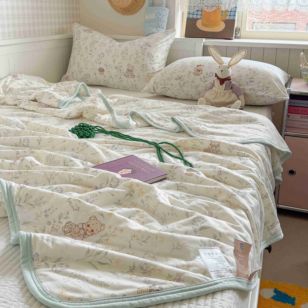 91家纺网 家纺一手货源 找家纺 觅糖家纺 2026新款针织云柔大豆夏被夏凉被空调被 风铃草