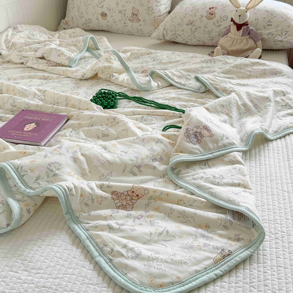 91家纺网 家纺一手货源 找家纺 觅糖家纺 2026新款针织云柔大豆夏被夏凉被空调被 风铃草