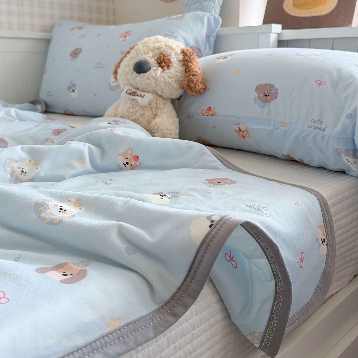 91家纺网 家纺一手货源 找家纺 觅糖家纺 2026新款针织云柔大豆夏被夏凉被空调被 狗狗乐园