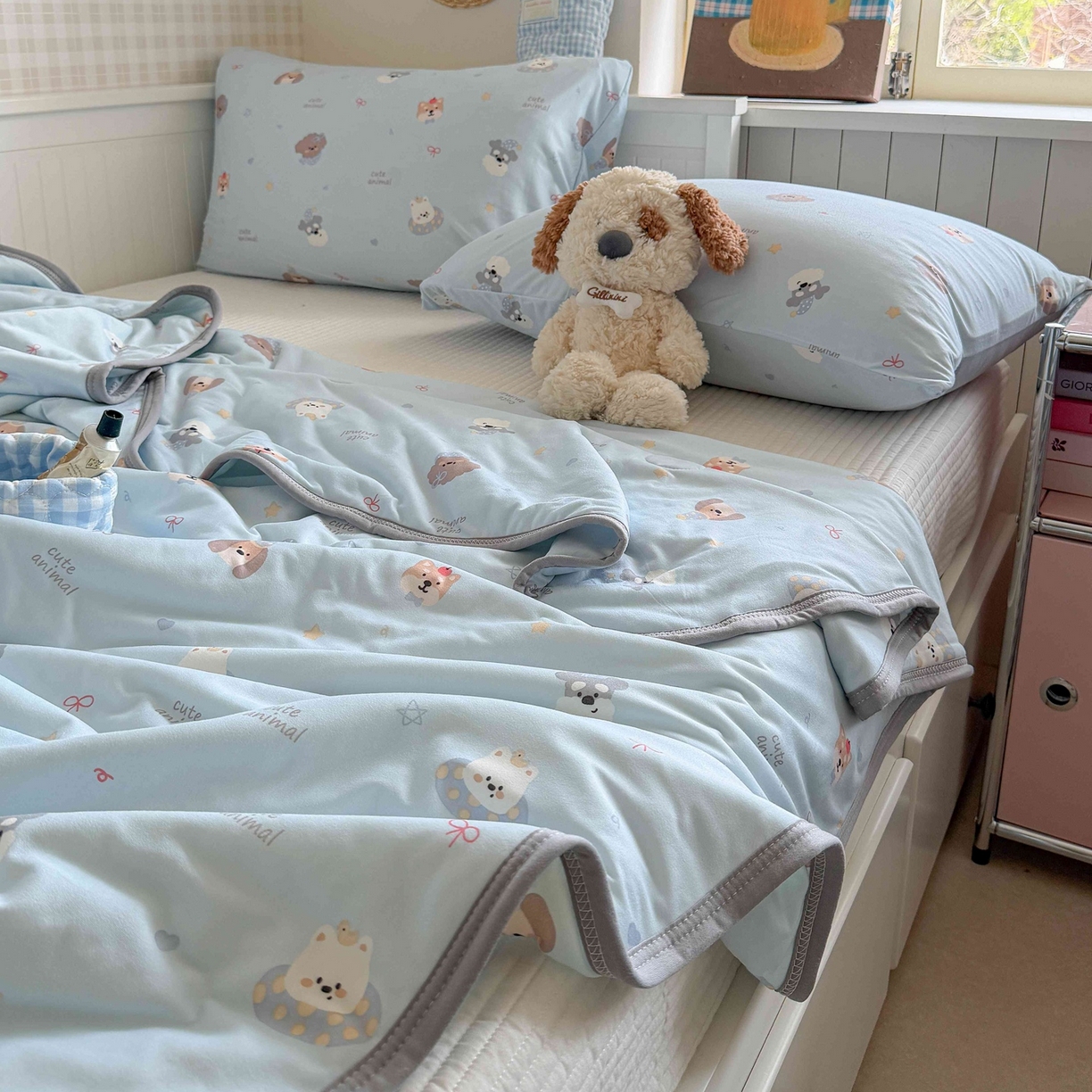 91家纺网 家纺一手货源 找家纺 觅糖家纺 2026新款针织云柔大豆夏被夏凉被空调被 狗狗乐园