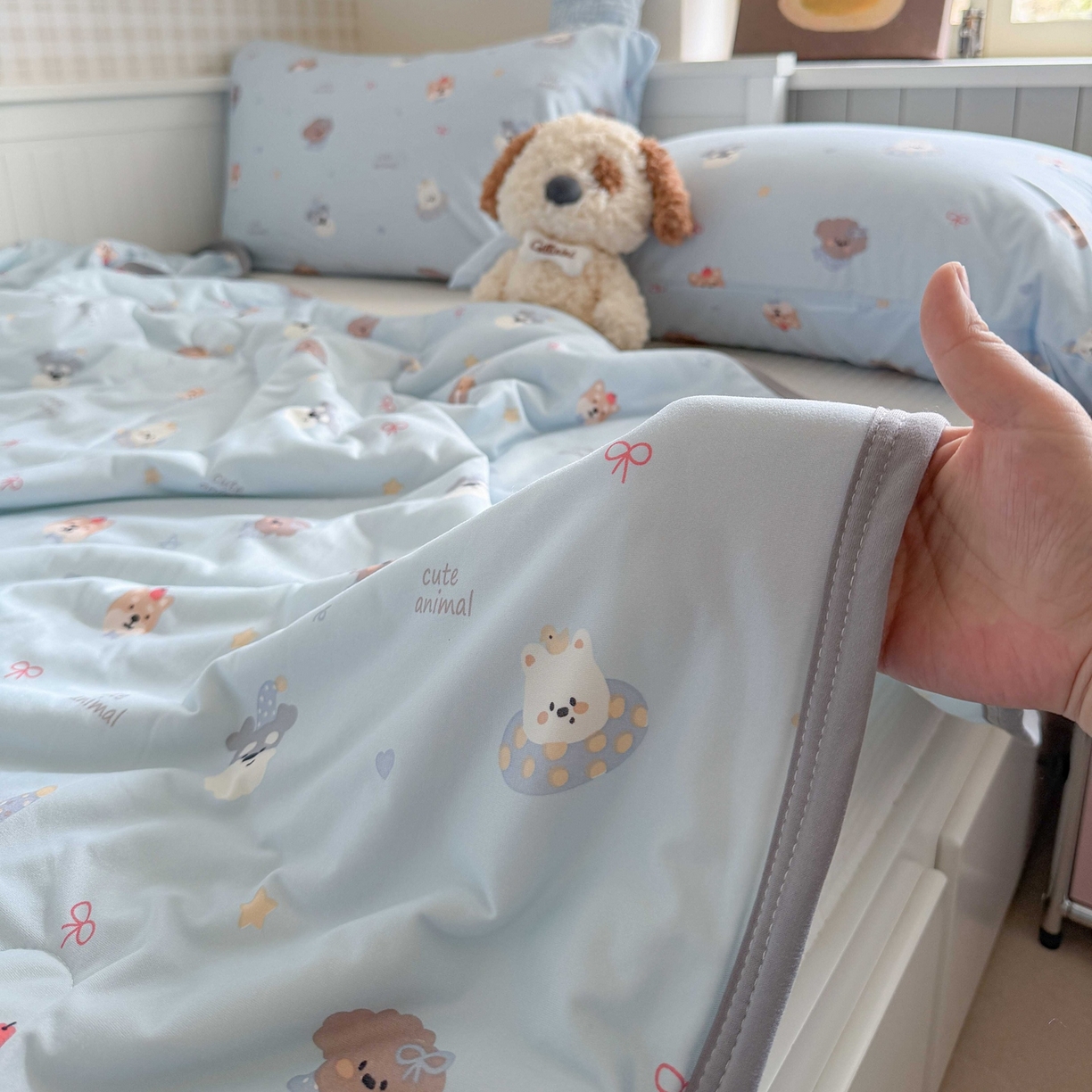 91家纺网 家纺一手货源 找家纺 觅糖家纺 2026新款针织云柔大豆夏被夏凉被空调被 狗狗乐园