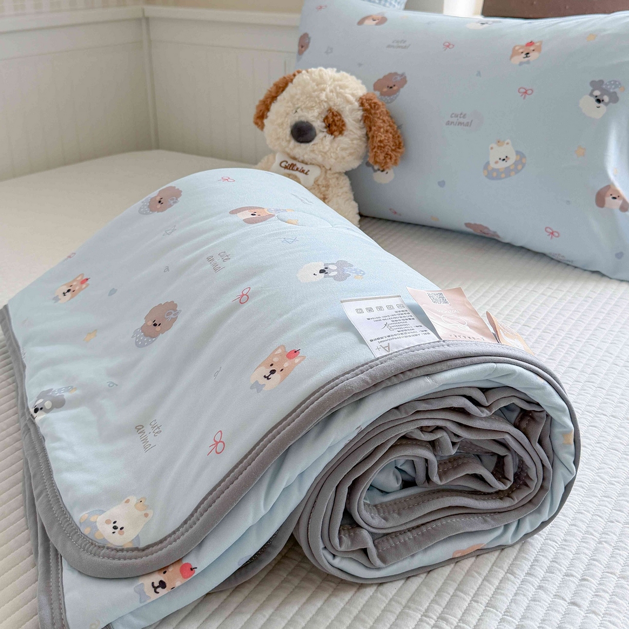 91家纺网 家纺一手货源 找家纺 觅糖家纺 2026新款针织云柔大豆夏被夏凉被空调被 狗狗乐园