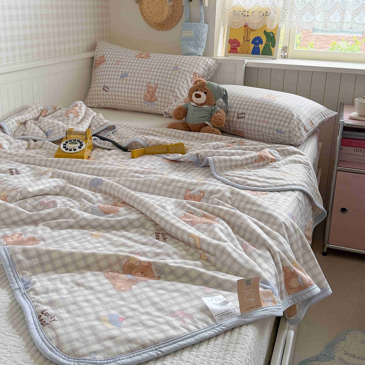 91家纺网 家纺一手货源 找家纺 觅糖家纺 2026新款针织云柔大豆夏被夏凉被空调被 海盐小熊