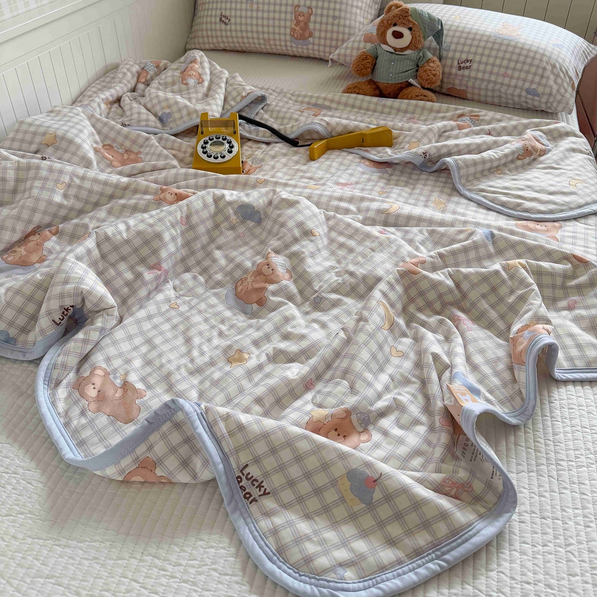 91家纺网 家纺一手货源 找家纺 觅糖家纺 2026新款针织云柔大豆夏被夏凉被空调被 海盐小熊