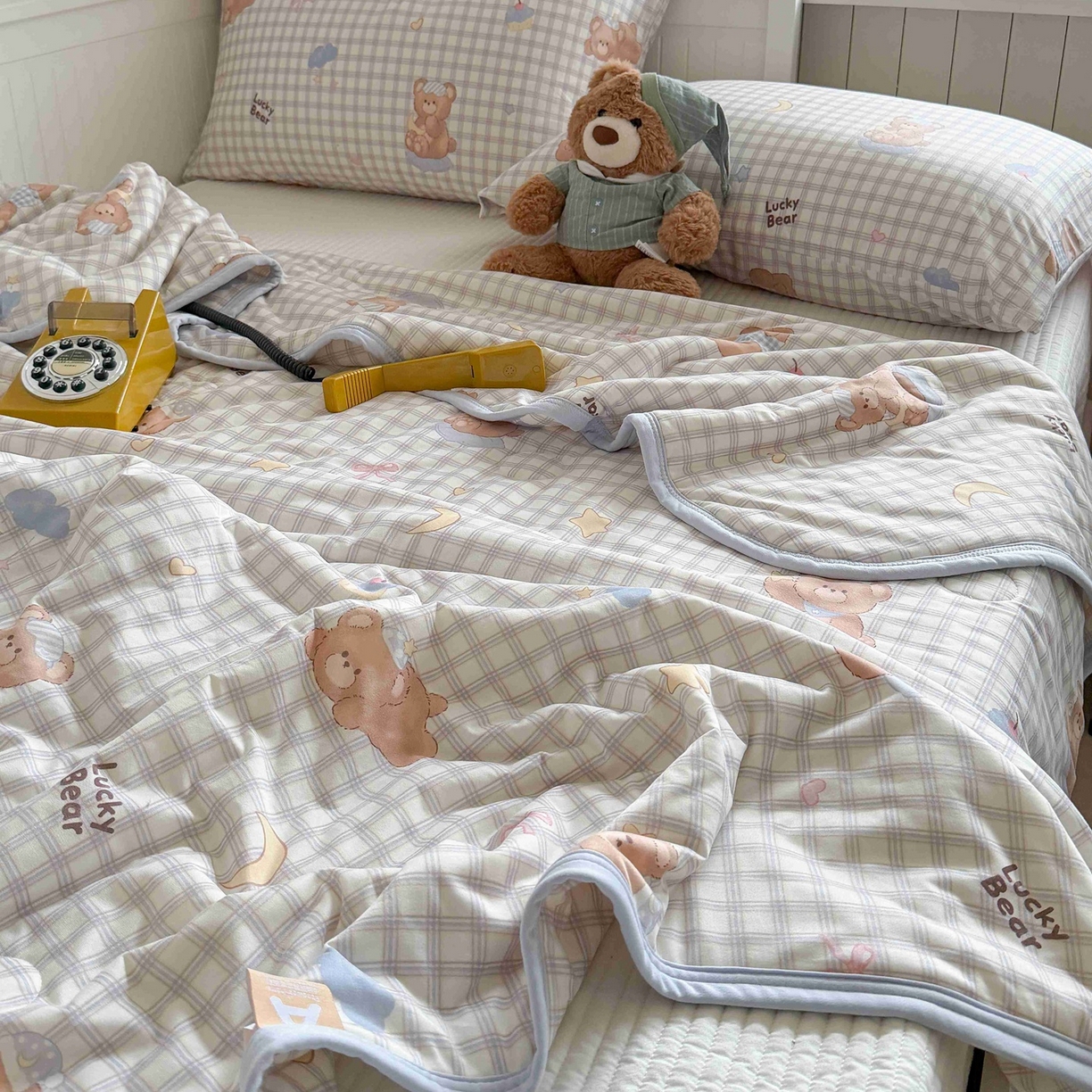 91家纺网 家纺一手货源 找家纺 觅糖家纺 2026新款针织云柔大豆夏被夏凉被空调被 海盐小熊