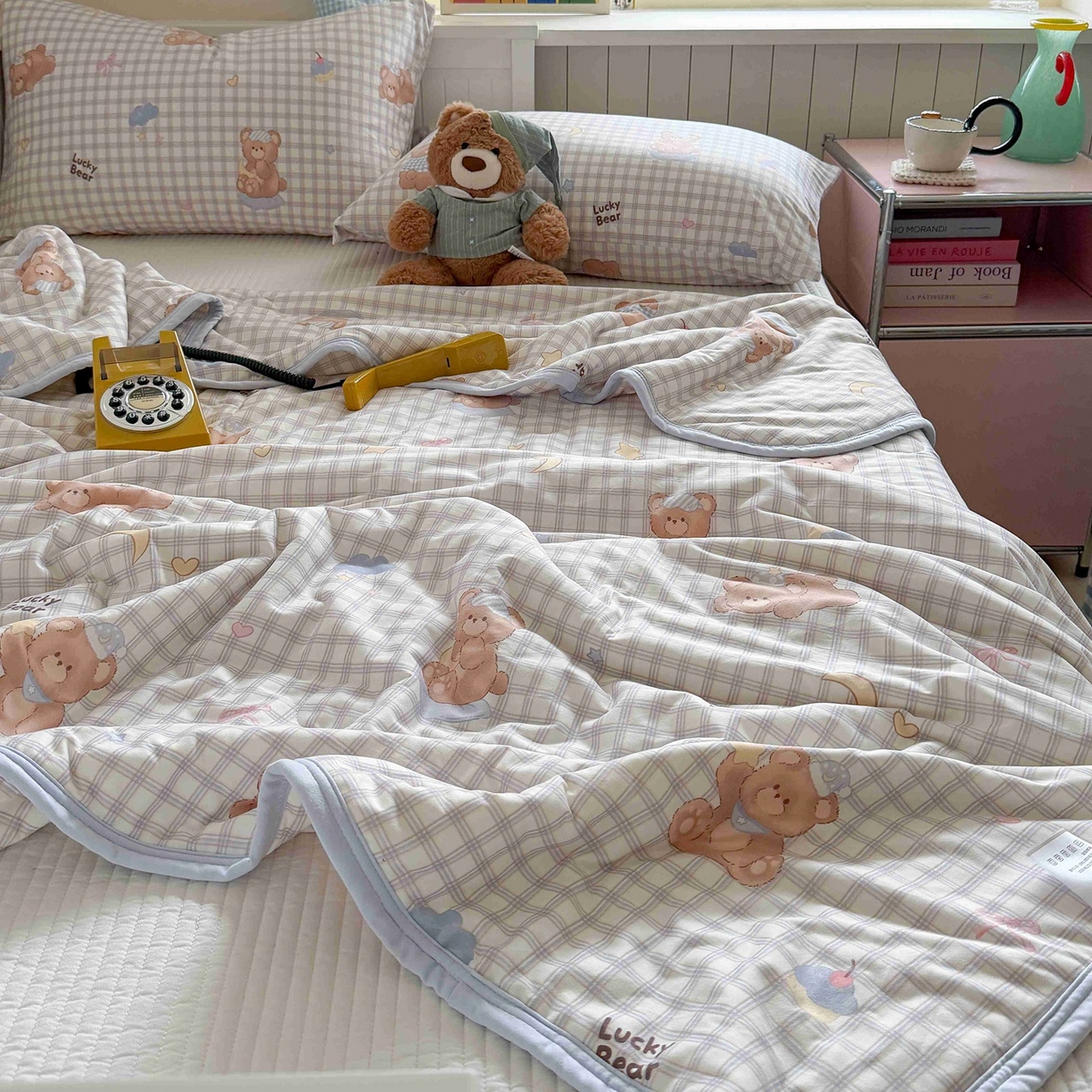 91家纺网 家纺一手货源 找家纺 觅糖家纺 2026新款针织云柔大豆夏被夏凉被空调被 海盐小熊