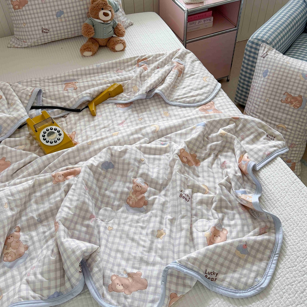 91家纺网 家纺一手货源 找家纺 觅糖家纺 2026新款针织云柔大豆夏被夏凉被空调被 海盐小熊