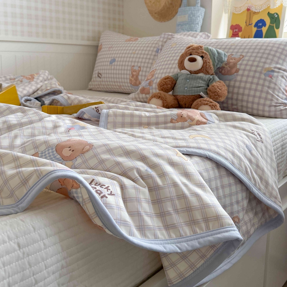 91家纺网 家纺一手货源 找家纺 觅糖家纺 2026新款针织云柔大豆夏被夏凉被空调被 海盐小熊