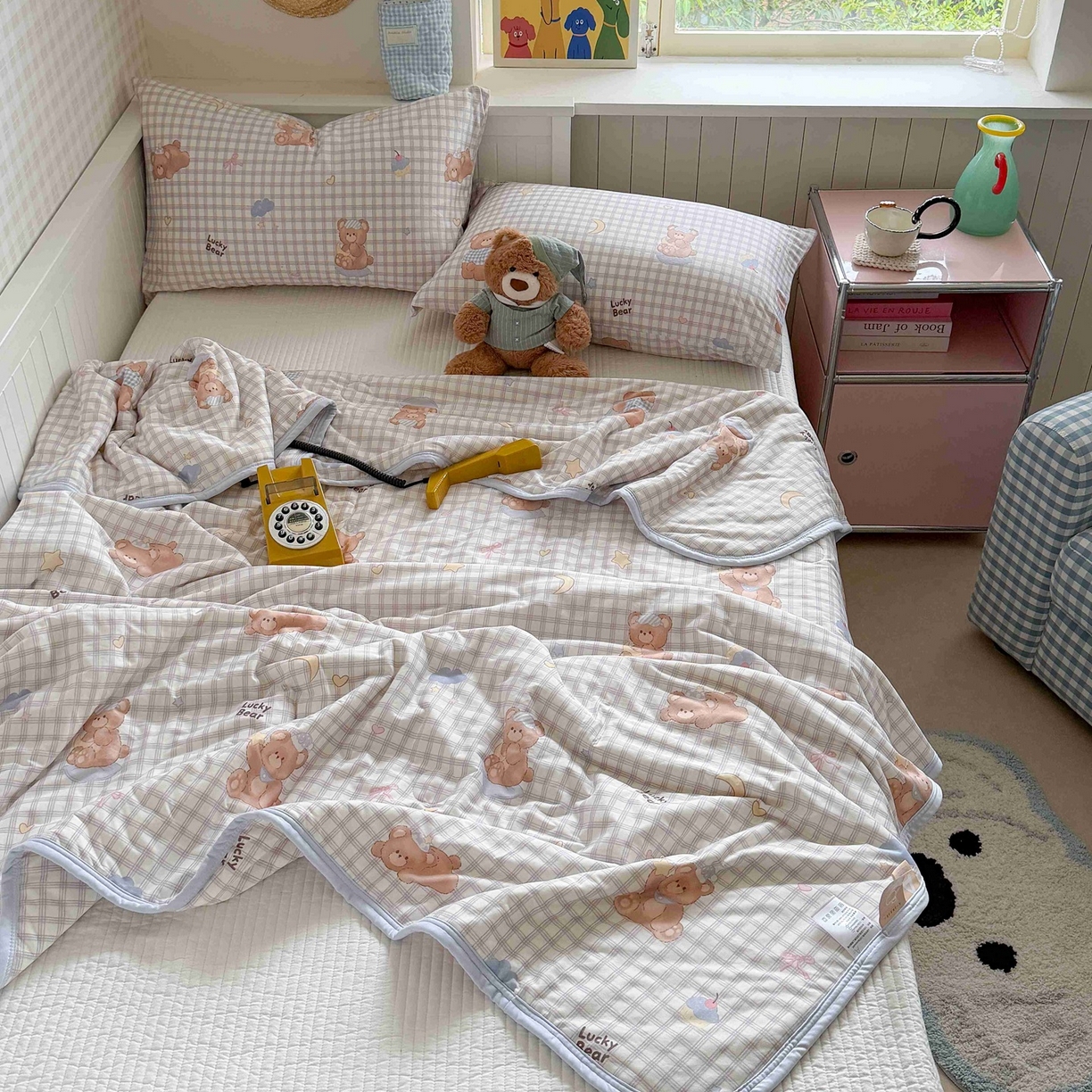 91家纺网 家纺一手货源 找家纺 觅糖家纺 2026新款针织云柔大豆夏被夏凉被空调被 海盐小熊