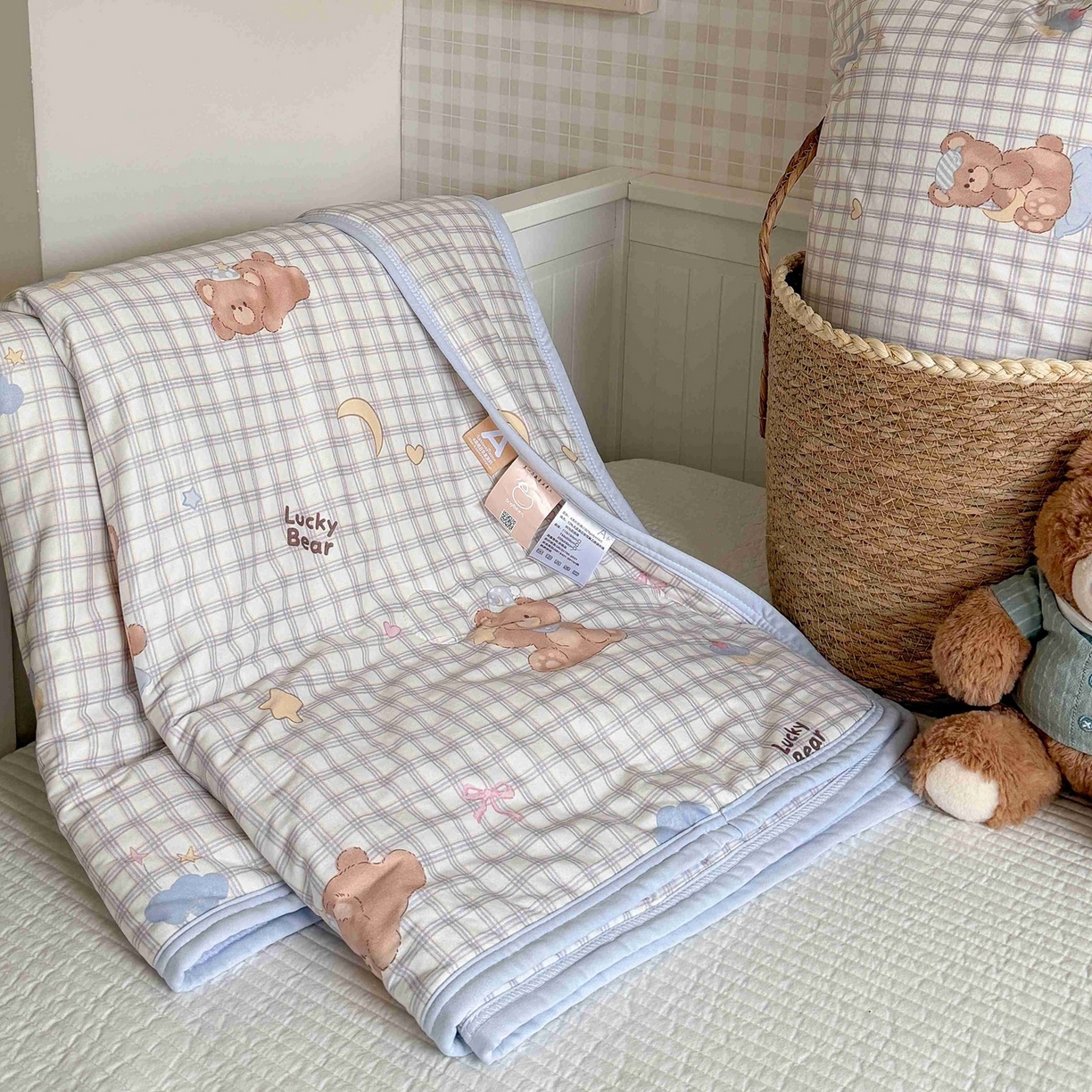 91家纺网 家纺一手货源 找家纺 觅糖家纺 2026新款针织云柔大豆夏被夏凉被空调被 海盐小熊