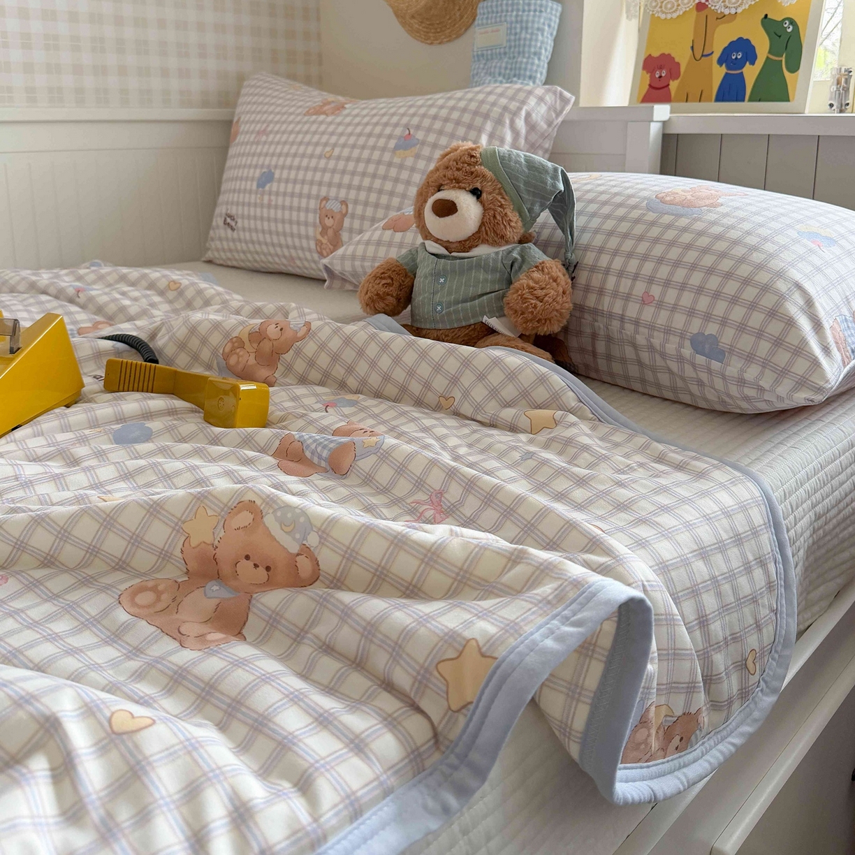 91家纺网 家纺一手货源 找家纺 觅糖家纺 2026新款针织云柔大豆夏被夏凉被空调被 海盐小熊