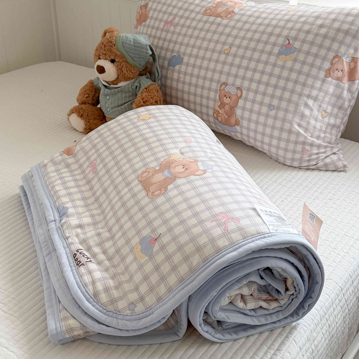 91家纺网 家纺一手货源 找家纺 觅糖家纺 2026新款针织云柔大豆夏被夏凉被空调被 海盐小熊