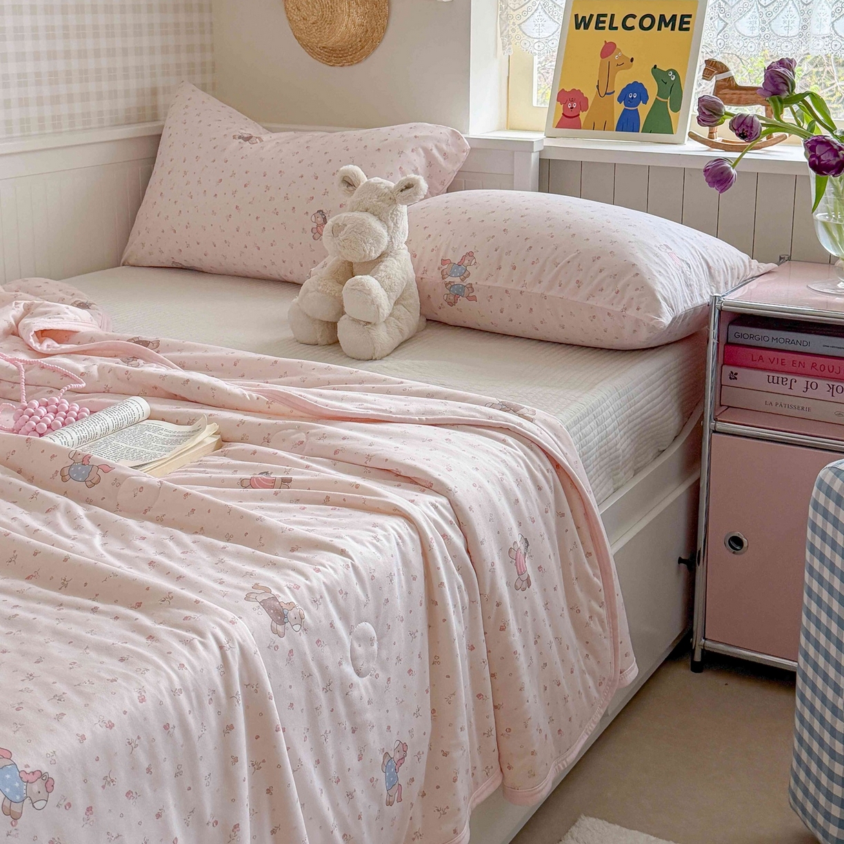 91家纺网 家纺一手货源 找家纺 觅糖家纺 2026新款针织云柔大豆夏被夏凉被空调被 花卉小马