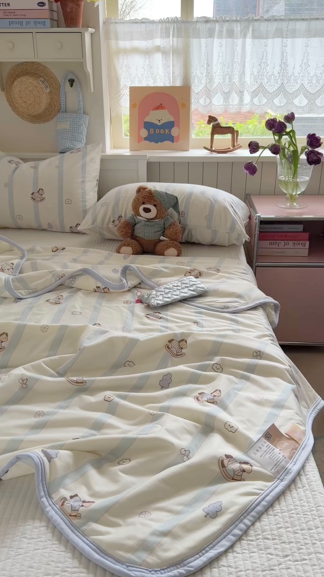 91家纺网 家纺一手货源 找家纺 觅糖家纺 2026新款针织云柔大豆夏被夏凉被空调被 花卉小马