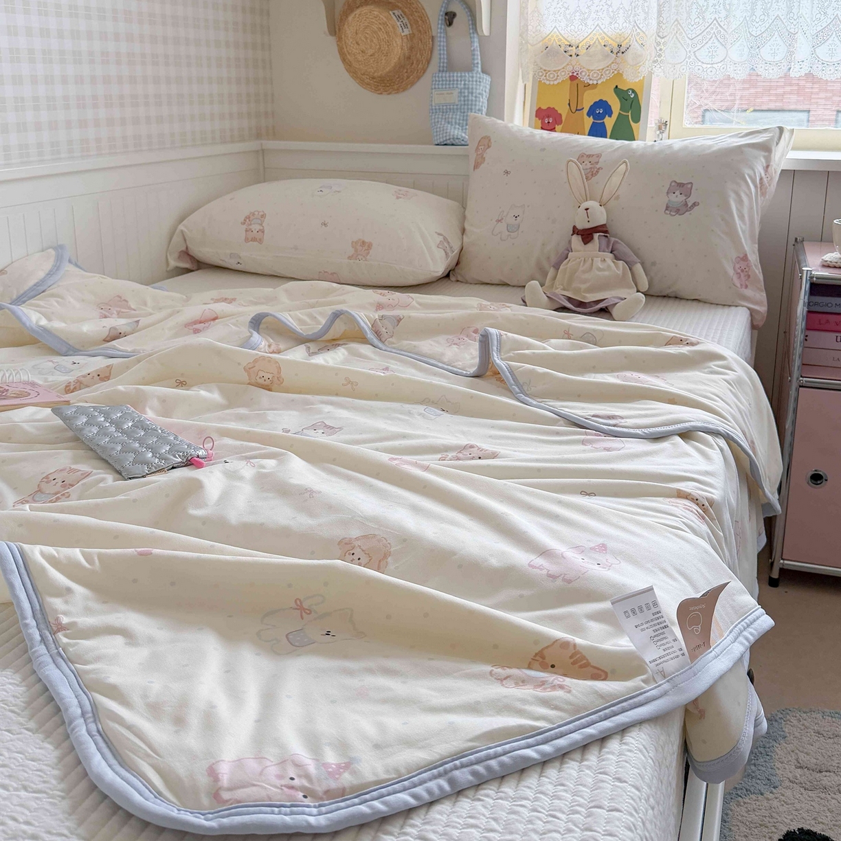 91家纺网 家纺一手货源 找家纺 觅糖家纺 2026新款针织云柔大豆夏被夏凉被空调被 萌宠乐园