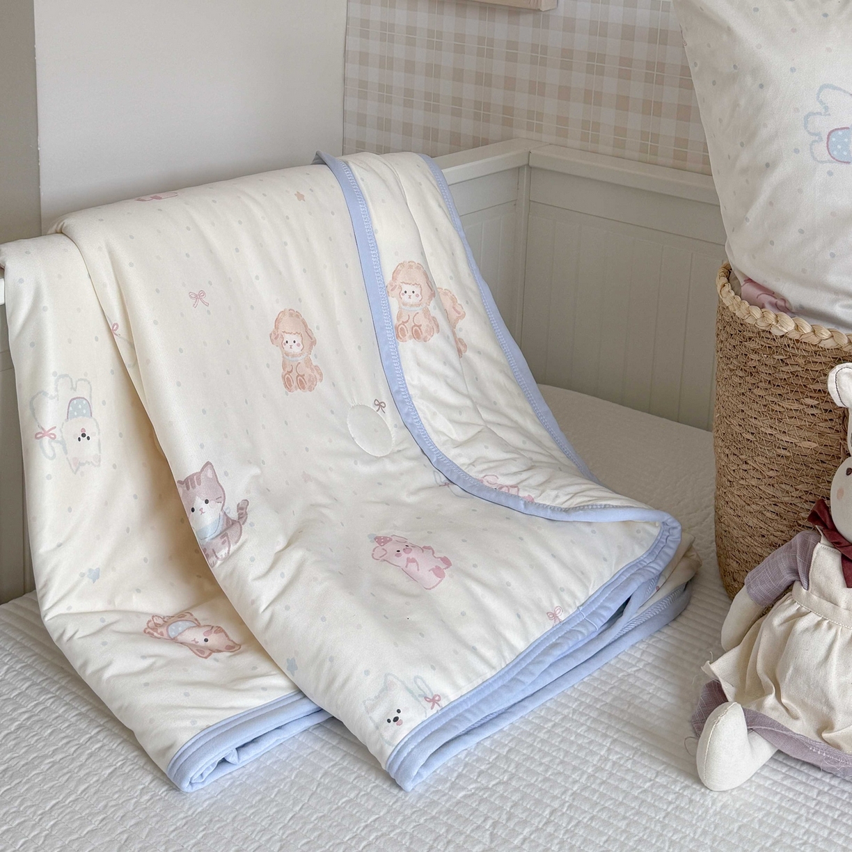 91家纺网 家纺一手货源 找家纺 觅糖家纺 2026新款针织云柔大豆夏被夏凉被空调被 萌宠乐园