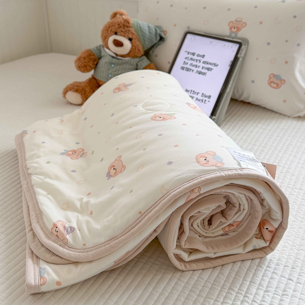 91家纺网 家纺一手货源 找家纺 觅糖家纺 2026新款针织云柔大豆夏被夏凉被空调被 萌萌小熊