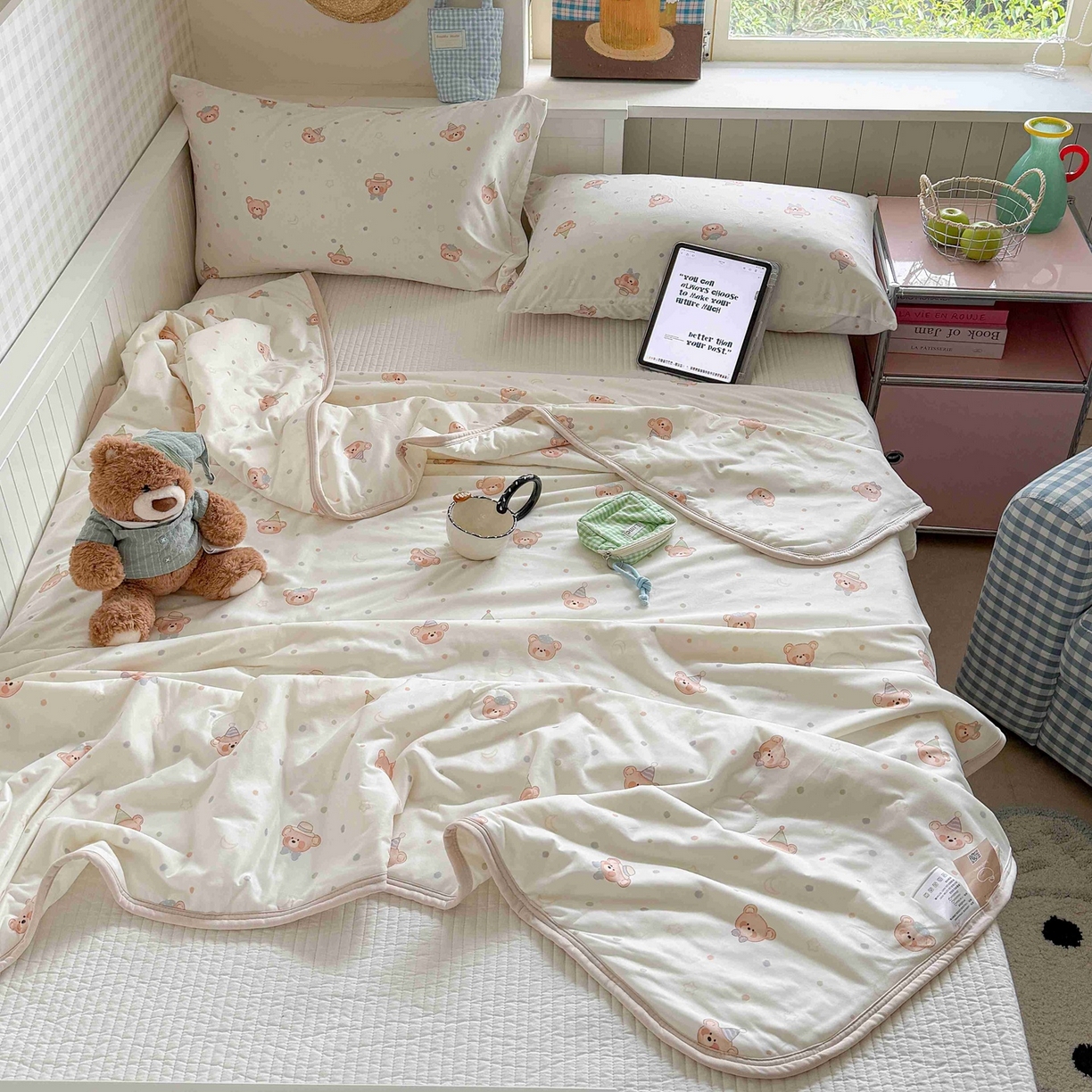 91家纺网 家纺一手货源 找家纺 觅糖家纺 2026新款针织云柔大豆夏被夏凉被空调被 萌萌小熊