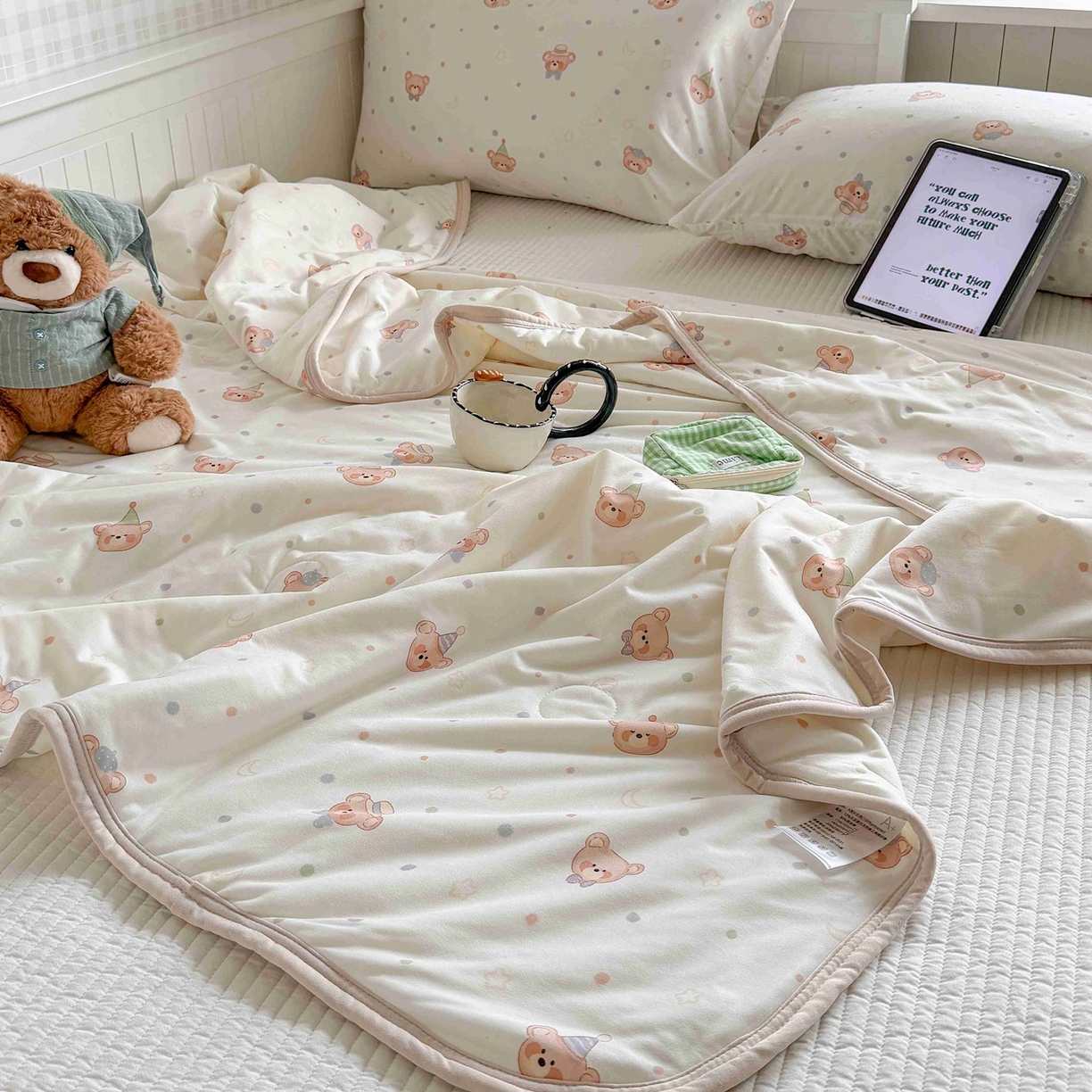 91家纺网 家纺一手货源 找家纺 觅糖家纺 2026新款针织云柔大豆夏被夏凉被空调被 萌萌小熊