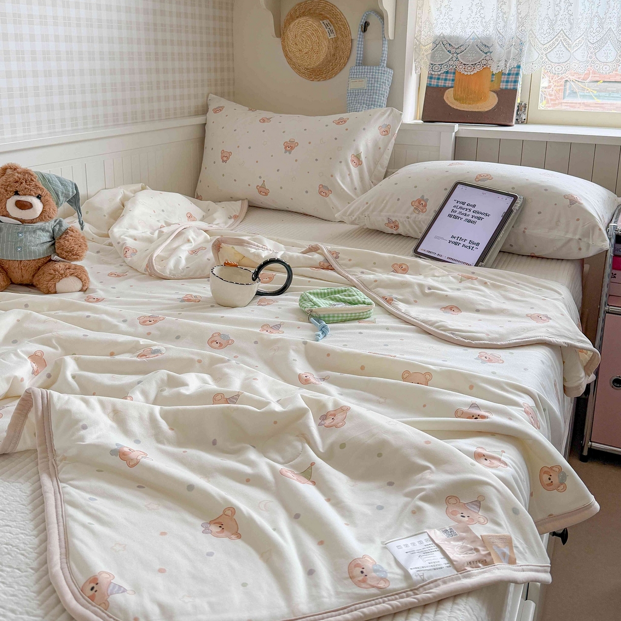 91家纺网 家纺一手货源 找家纺 觅糖家纺 2026新款针织云柔大豆夏被夏凉被空调被 萌萌小熊