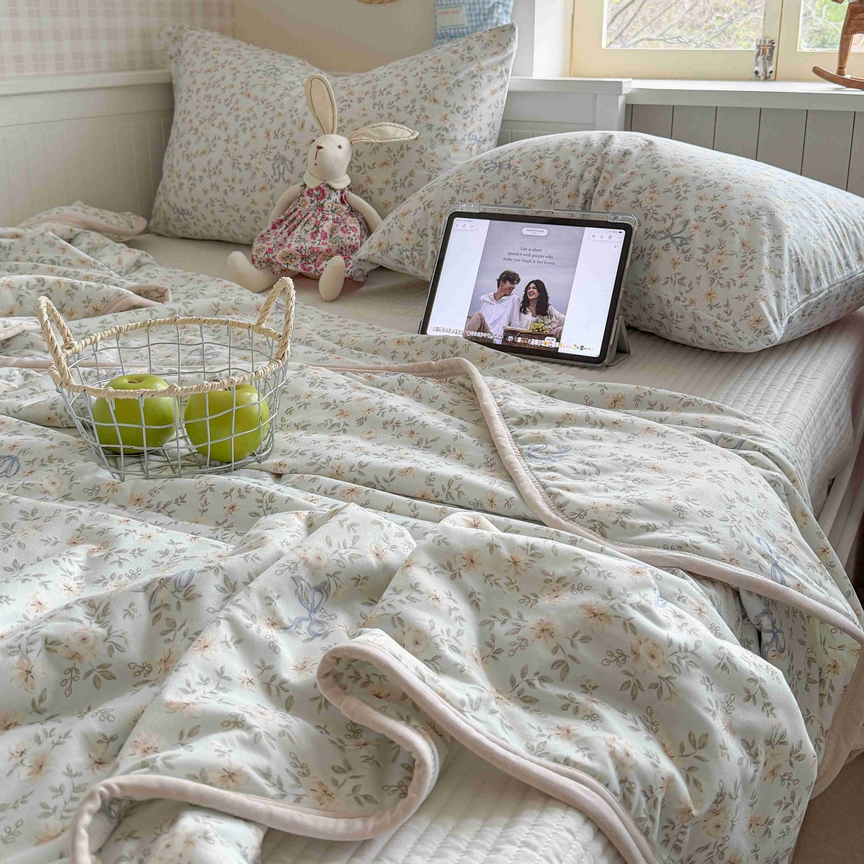 91家纺网 家纺一手货源 找家纺 觅糖家纺 2026新款针织云柔大豆夏被夏凉被空调被 莫奈