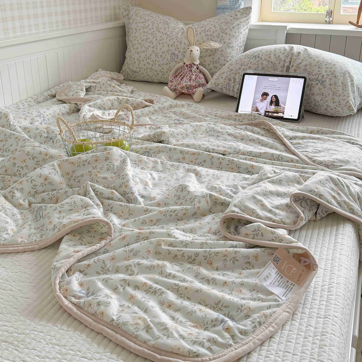 91家纺网 家纺一手货源 找家纺 觅糖家纺 2026新款针织云柔大豆夏被夏凉被空调被 莫奈