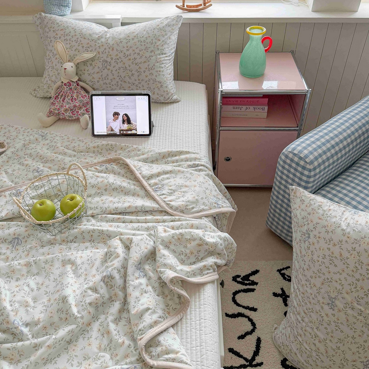 91家纺网 家纺一手货源 找家纺 觅糖家纺 2026新款针织云柔大豆夏被夏凉被空调被 莫奈