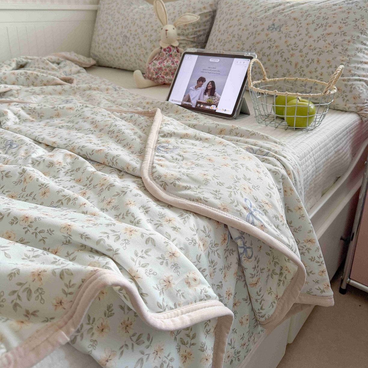 91家纺网 家纺一手货源 找家纺 觅糖家纺 2026新款针织云柔大豆夏被夏凉被空调被 莫奈