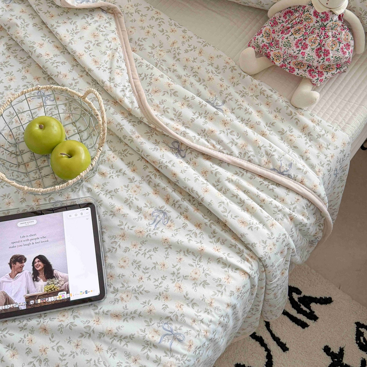 91家纺网 家纺一手货源 找家纺 觅糖家纺 2026新款针织云柔大豆夏被夏凉被空调被 莫奈