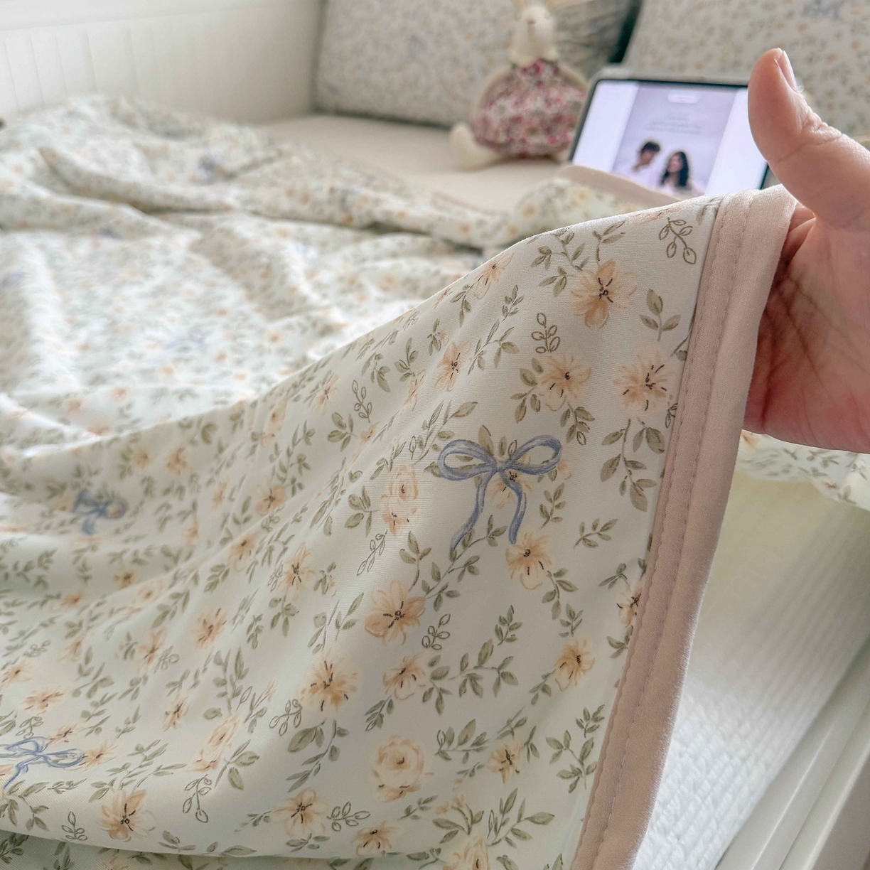 91家纺网 家纺一手货源 找家纺 觅糖家纺 2026新款针织云柔大豆夏被夏凉被空调被 莫奈