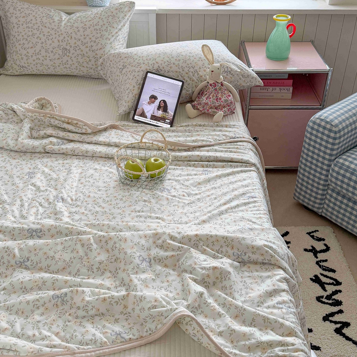 91家纺网 家纺一手货源 找家纺 觅糖家纺 2026新款针织云柔大豆夏被夏凉被空调被 莫奈