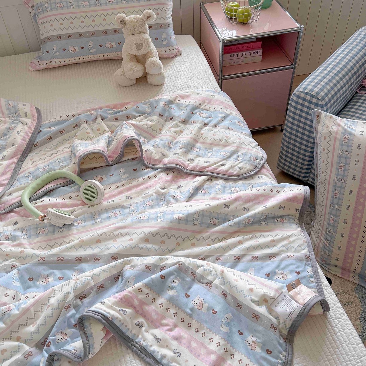 91家纺网 家纺一手货源 找家纺 觅糖家纺 2026新款针织云柔大豆夏被夏凉被空调被 奶糖兔