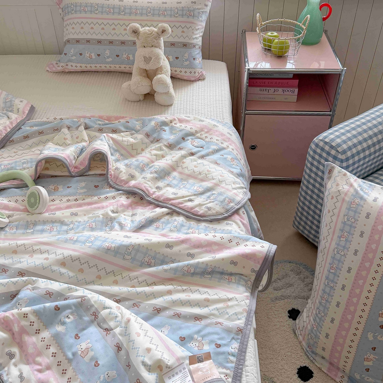 91家纺网 家纺一手货源 找家纺 觅糖家纺 2026新款针织云柔大豆夏被夏凉被空调被 奶糖兔