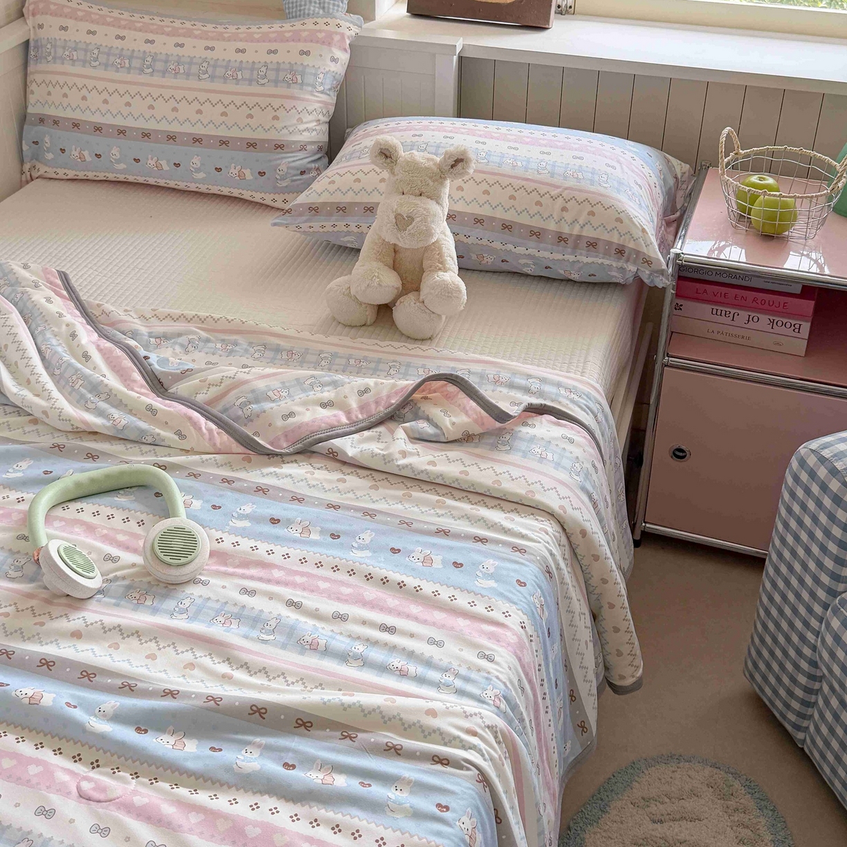 91家纺网 家纺一手货源 找家纺 觅糖家纺 2026新款针织云柔大豆夏被夏凉被空调被 奶糖兔