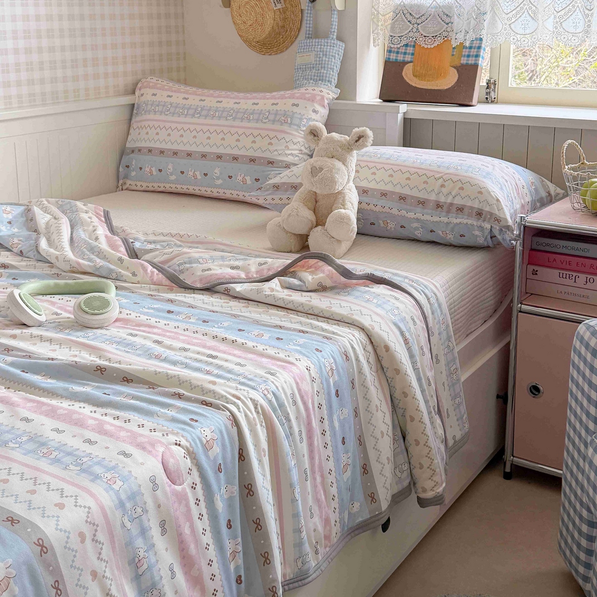 91家纺网 家纺一手货源 找家纺 觅糖家纺 2026新款针织云柔大豆夏被夏凉被空调被 奶糖兔