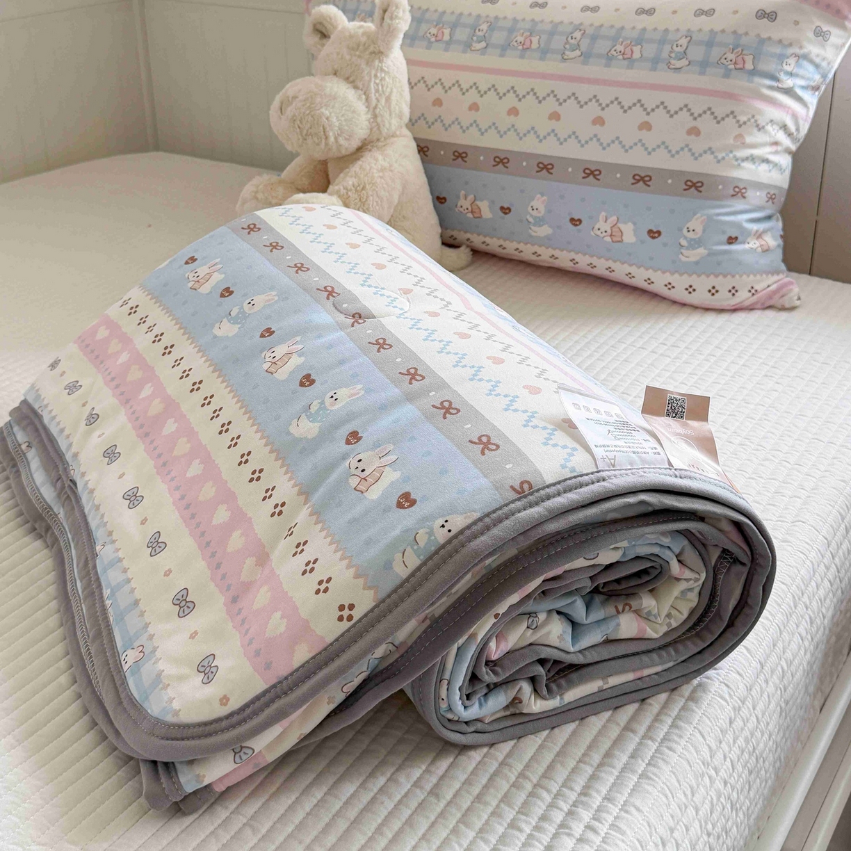 91家纺网 家纺一手货源 找家纺 觅糖家纺 2026新款针织云柔大豆夏被夏凉被空调被 奶糖兔