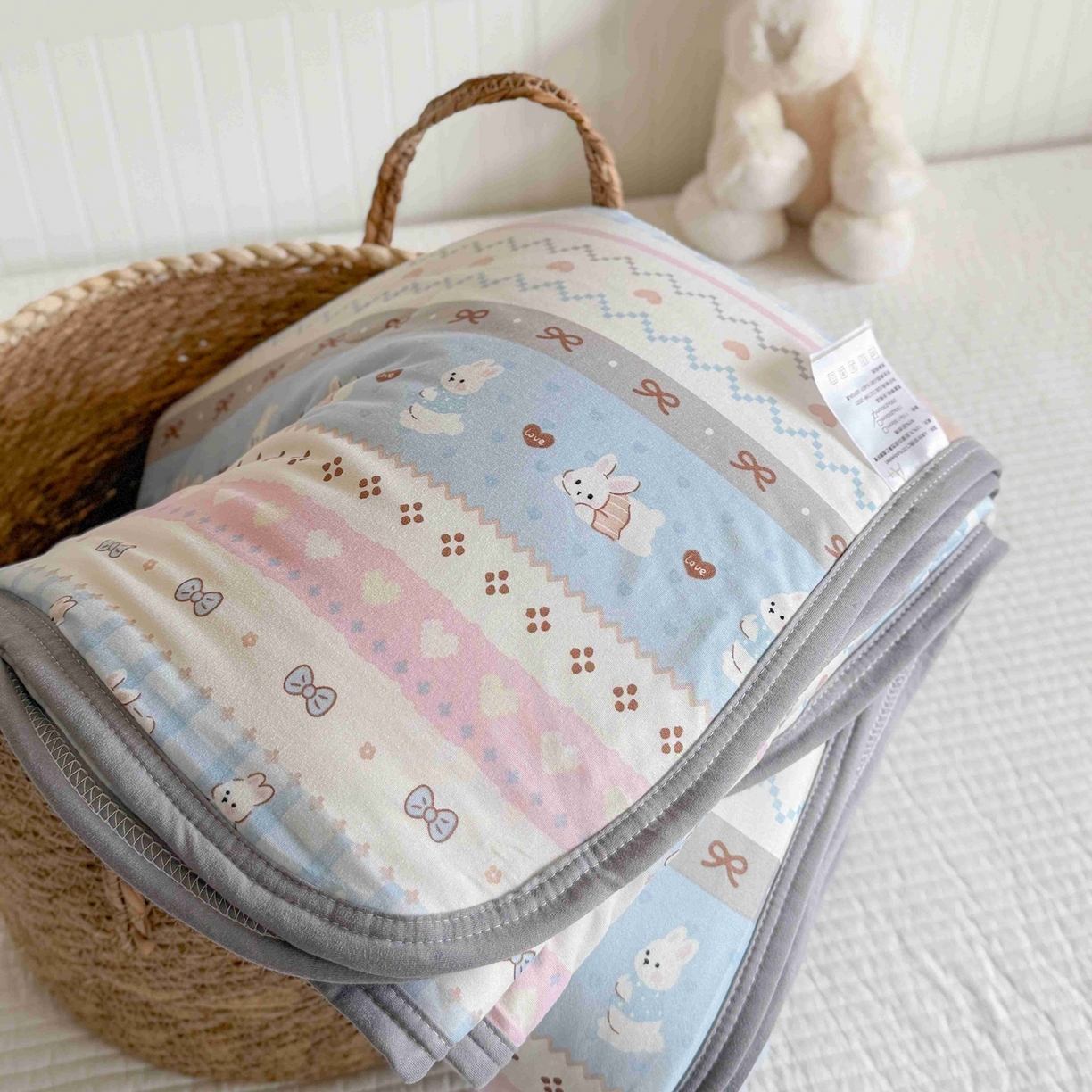 91家纺网 家纺一手货源 找家纺 觅糖家纺 2026新款针织云柔大豆夏被夏凉被空调被 奶糖兔