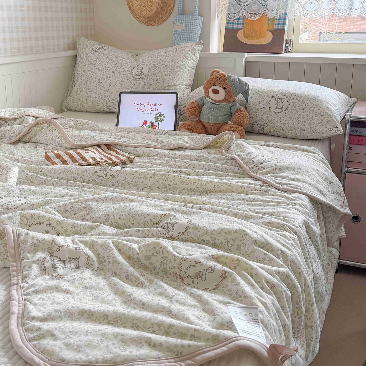 91家纺网 家纺一手货源 找家纺 觅糖家纺 2026新款针织云柔大豆夏被夏凉被空调被 森野